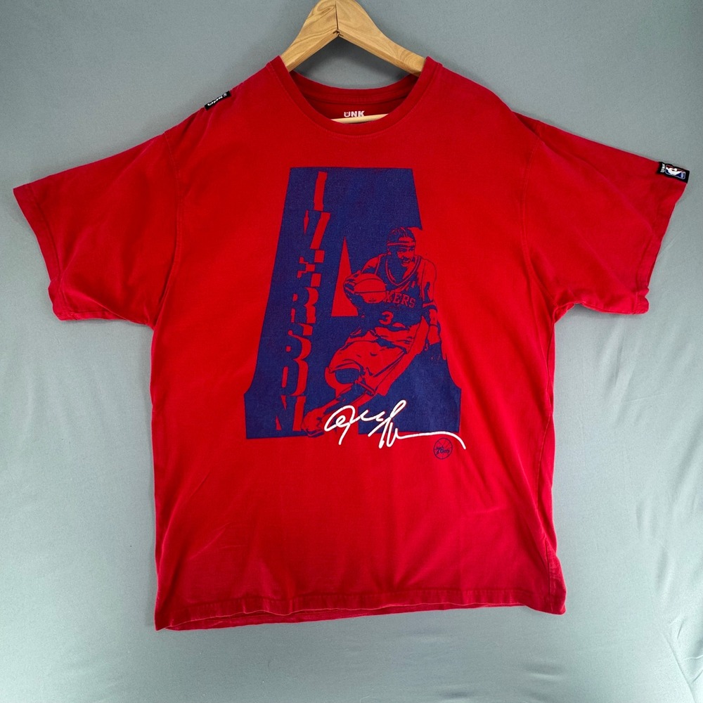 VTG UNK NBA Allen Iverson Philadelphia 76ers Red Graphic T-Shirt Mens 2XL